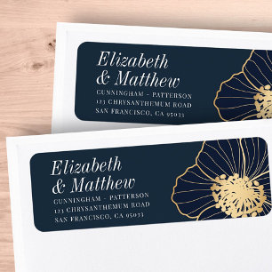 Etiqueta Floral embutido Dourado moderno Endereço de devo