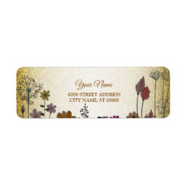 Etiqueta Floral Garden Gold Glitter Wedding Return Address