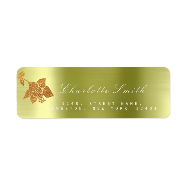 Etiqueta Floral Gold Foil Metalical Mint Green RSVP (Frente)