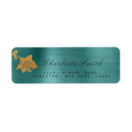 Etiqueta Floral Gold Foil Metalical Teal Tropical RSVP