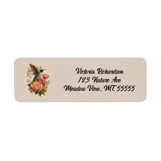 Etiqueta Floral Hummingbird Return Address Label