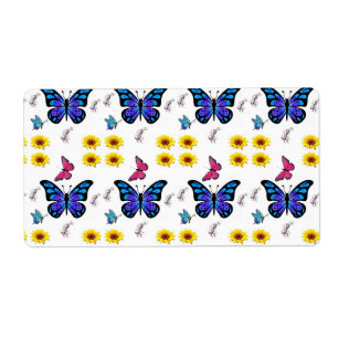 Etiqueta Floral Labels Sunflower Butterfly