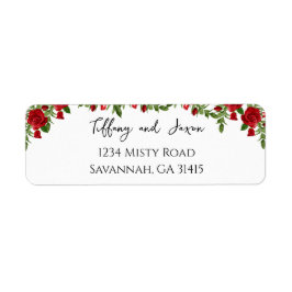 Etiqueta Floral Modern Elegance Lovely Red Address
