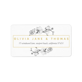 Etiqueta Floral Moderno Chic sofisticado Elegante Dourado