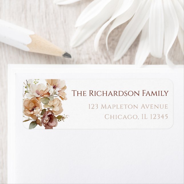 Etiqueta Floral outono rústico marrom bege neutro (Insitu)