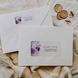 Etiqueta Floral Purple White Wedle Return Address