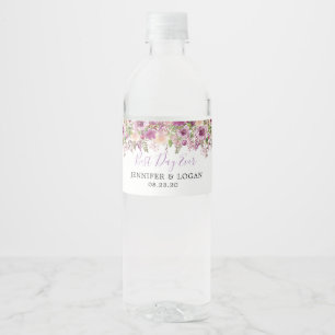 Etiqueta floral roxa violeta da garrafa de água d
