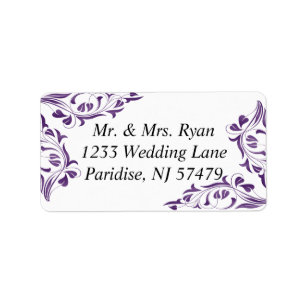 Etiqueta Floral Roxo Moderno Casamento