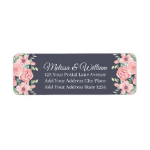Floral Slate Cinza Wedding Return Address