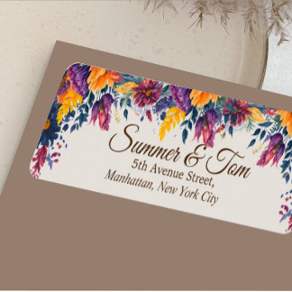 Etiqueta Floral Summer Modern Style Wedn Return Address