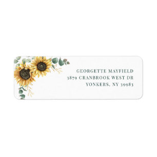 Etiqueta Floral Sunflower Eucalyptus Return Address