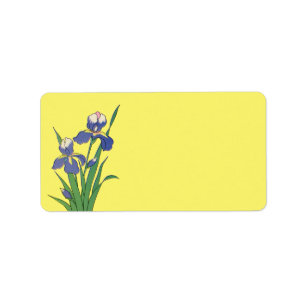 Etiqueta Floral Vintage, Flores de Primavera de Jardim Roxo
