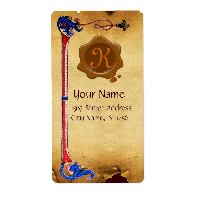 ETIQUETA FLORENTINE PARCHING BROWN WAX SEAL MONOGRAMA (Frente)