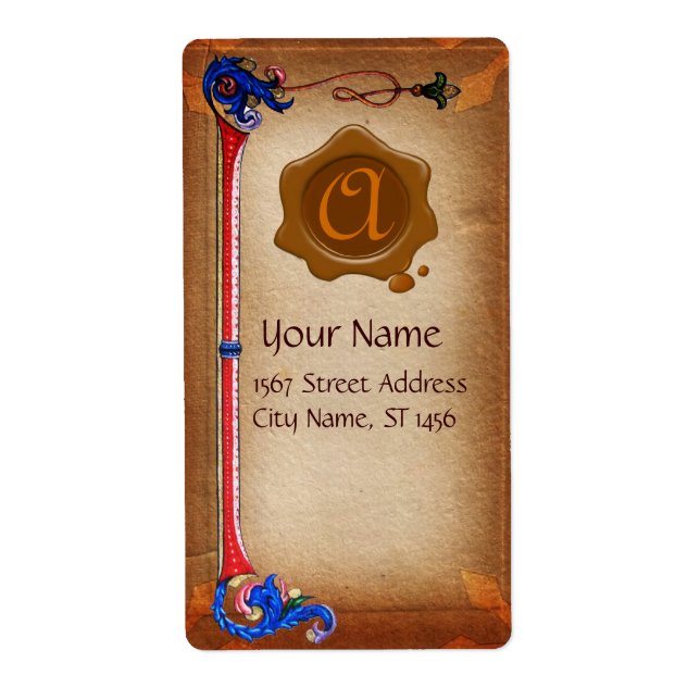 ETIQUETA FLORENTINE PARCHING BROWN WAX SEAL MONOGRAMA (Frente)