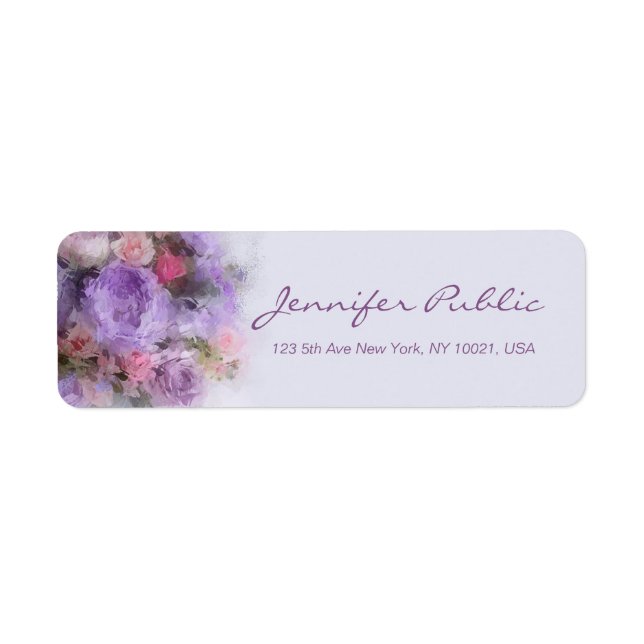 Etiqueta Flores, Caligrafia, Script Chic Trabalho de arte (Frente)