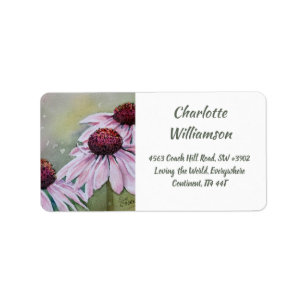 Etiqueta Flores da margarida do Echinacea no endereço da