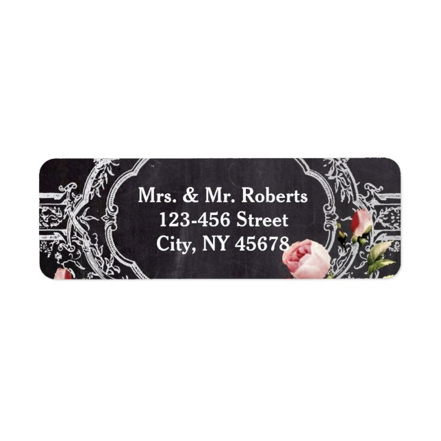 Etiqueta flores da safra russa moderna casamento Chalkboard (Frente)