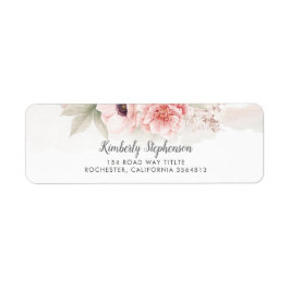 Etiqueta Flores de Aquarela Cor-de-Rosa Esfareladas Elegant