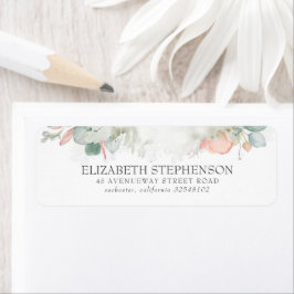 Etiqueta Flores de Aquarela de Pêssego Elegante