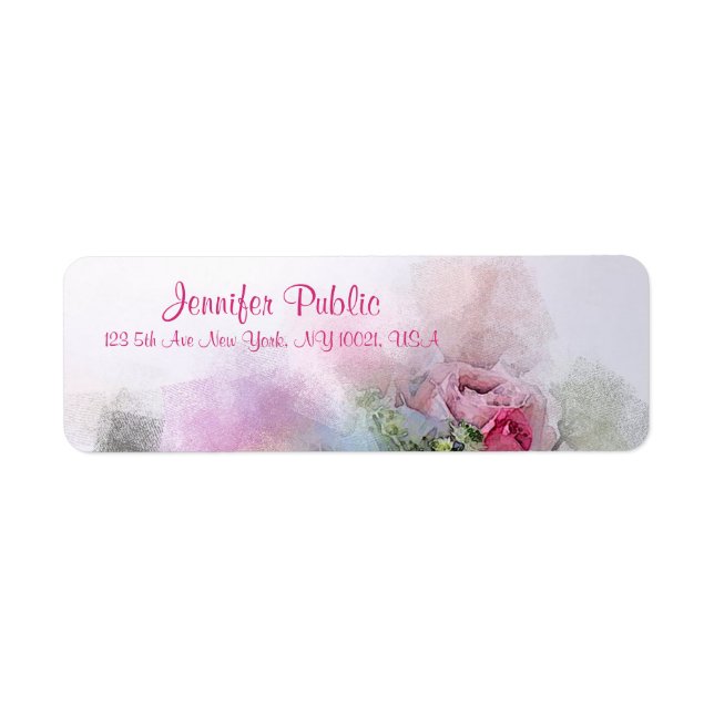 Etiqueta Flores de Aquarela de Script Moderno Elegante Pers (Frente)