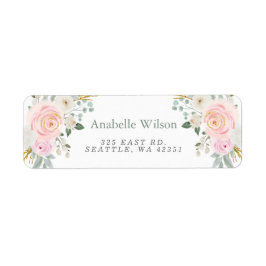 Etiqueta Flores de Aquarela Sage Rosa Floral