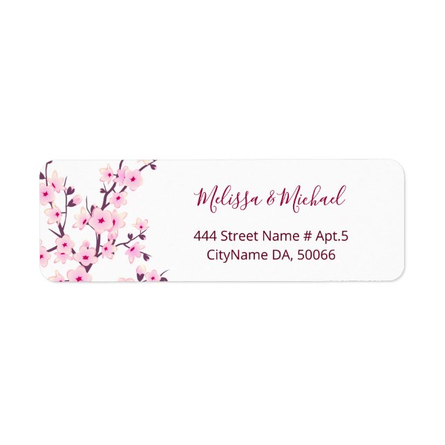 Etiqueta Flores de Cerejeira Rosa Branco | Casamento (Frente)