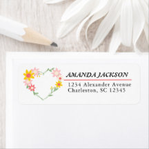 Flores de Cores de Água Surround Heart Shape