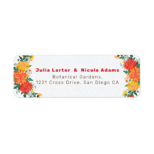 Etiqueta Flores de Dália de Primavera Laranja Pastel Amarel