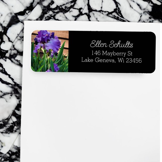 Etiqueta Flores de Íris Roxas bonito (Criador carregado)