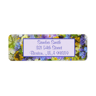 Etiqueta Flores de Jardim Amarelo Roxo Personalizadas
