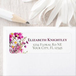 Etiqueta Flores-de-jardim coloridas cor-de-rosa magenta