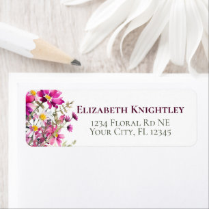 Etiqueta Flores-de-jardim coloridas cor-de-rosa magenta