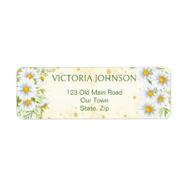 Etiqueta Flores de margarida silvestre, verde-amarela