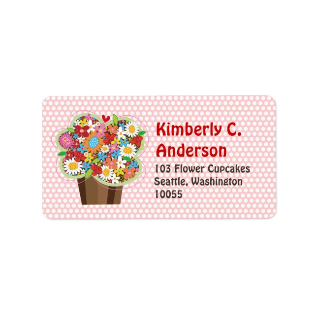 Etiqueta Flores De Mola De Cupcake Quente (Frente)