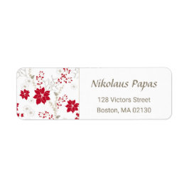 Etiqueta Flores de Natal Festivas | Red Beige Address