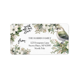 Etiqueta Flores e pássaros de Natal Personalizados - Todo N