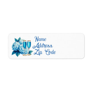 Etiqueta Flores elegantes champanhe Casamento personalizáve