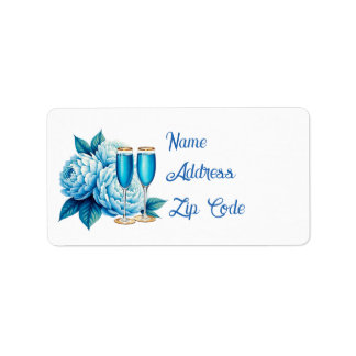 Etiqueta Flores elegantes champanhe Casamento personalizáve