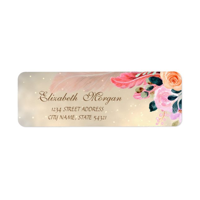 Etiqueta Flores Elegantes Modernas Chic Pena (Frente)