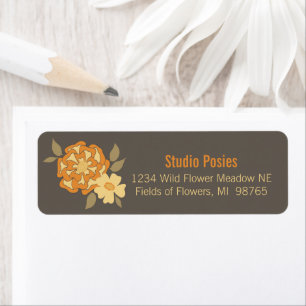 Etiqueta Flores Elegantes Papel de Carta Botânica Amarelo M