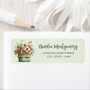 Etiqueta Flores em um Vaso Aconchegante Shabby Fofo - Ender
