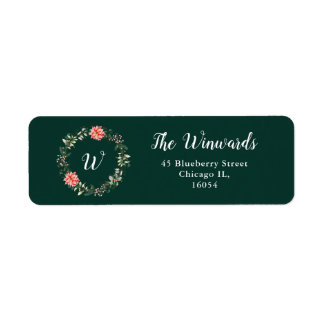 Etiqueta Flores Florais e Flores de Poinsettia Vermelha