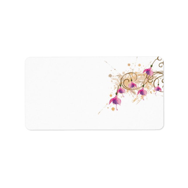 Etiqueta Flores Fushia Rótulo (Frente)