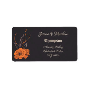 Etiqueta Flores Laranja Casamento Minimalista Elegante