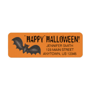 Etiqueta Flores Negros Laranja Feliz Halloween Personalizad