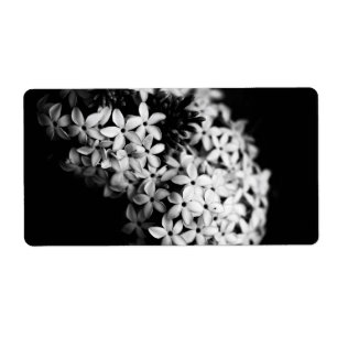 Etiqueta flores pretas e brancas