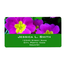 Etiqueta flores roxas