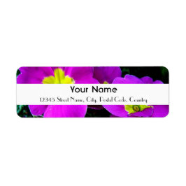 Etiqueta flores roxas