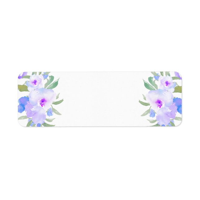 Etiqueta flores roxas de aquarela (Frente)