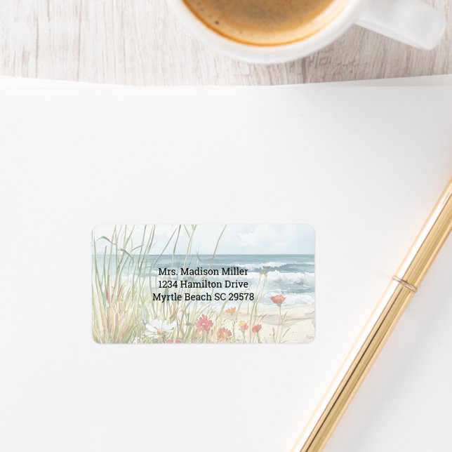 Etiqueta Flores selvagens na praia (Criador carregado)